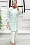 İpek Kupra Kumaş Ceket  Mint Yeşili