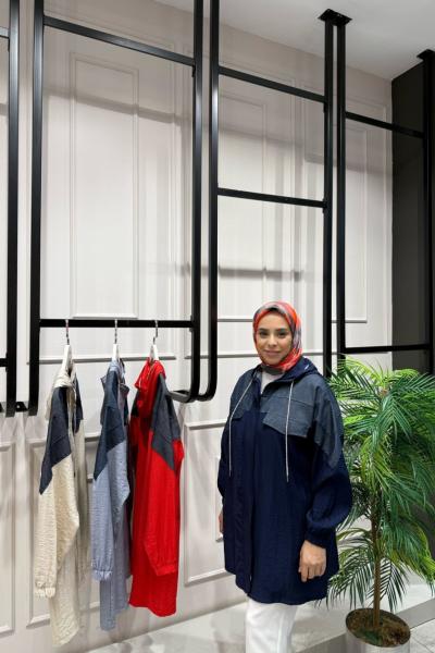 Kot Garnili Çilek Kumaş Kap Lacivert