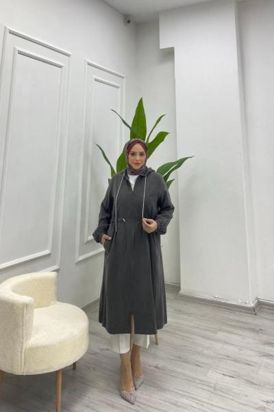 Uzun Boy İpek Kupra Kap Gri