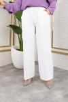 İthal Double Kumaş Bol Kesim Pantolon Beyaz