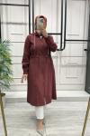 Uzun Boy İpek Kupra Kap Bordo
