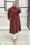İpek Kupradan Uzun Boy Rahat Ceket Bordo