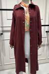 İpek Kupradan Uzun Boy Rahat Ceket Bordo