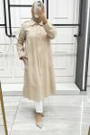 İpek Kupradan Uzun Boy Rahat Ceket Bej