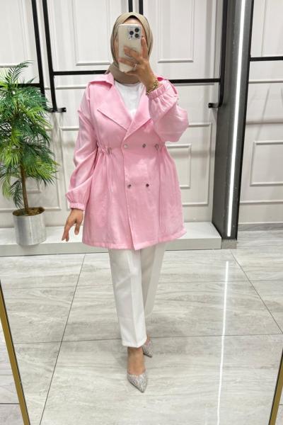 Kadın İpek Kupra BLAZER Ceket  Açık Pembe