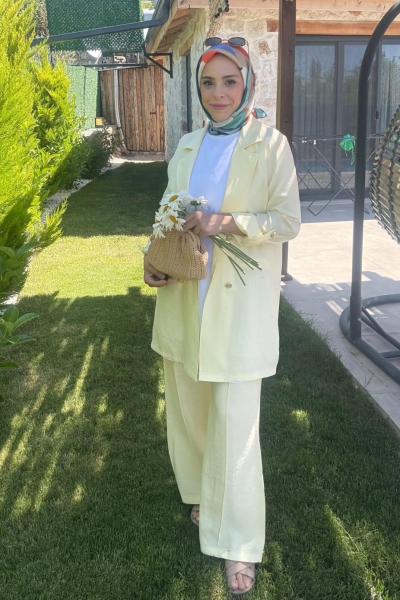 İpek Kupra Kumaş Ceket  Sarı