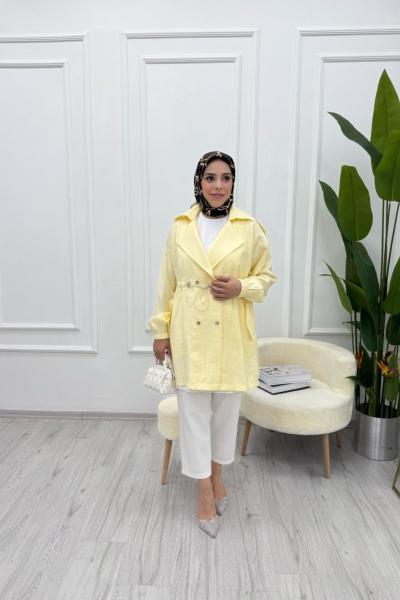 Kadın İpek Kupra BLAZER Ceket  Sarı