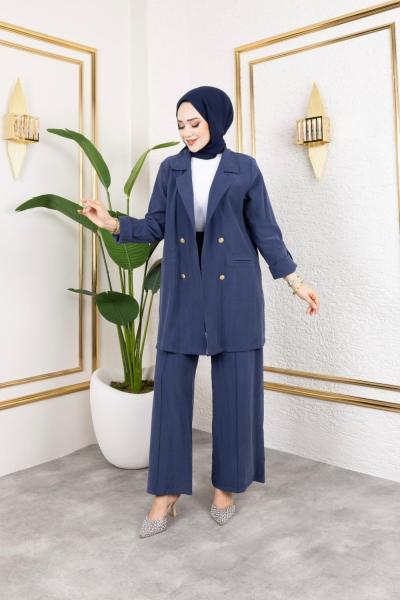 İpek Kupra Kumaş Ceket Lacivert