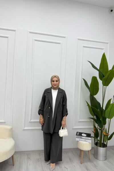 İpek Kupra Kumaş Ceket  Gri