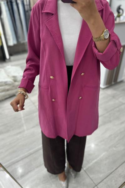 İpek Kupra Kumaş Ceket  Fuşya