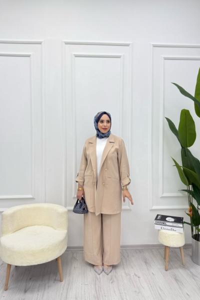 İpek Kupra Kumaş Ceket  Bej