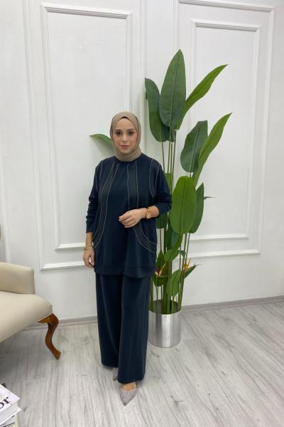 Zincir Detaylı Oysho Kumaş Takım Siyah