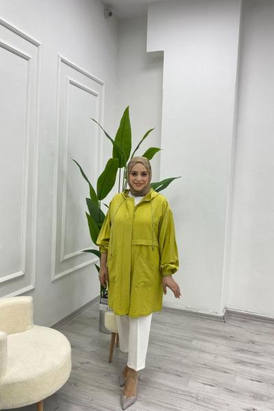 Simli Kordonlu Çilek Kumaş Kap Yağ Yeşili