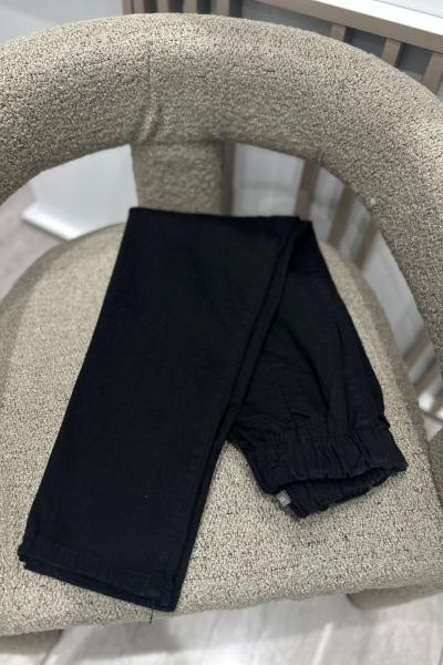 Kadın Likralı Lastikli Kot Pantolon Siyah