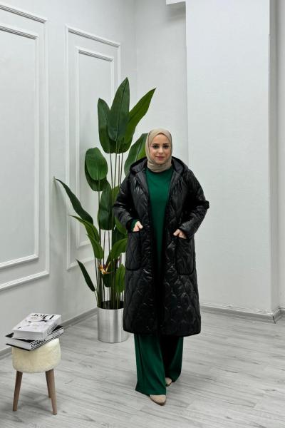 Biye Detaylı Mont Siyah