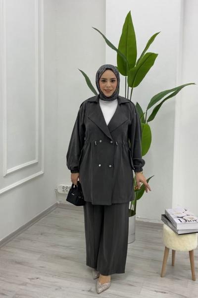 Kadın İpek Kupra Blazer Ceket  Gri