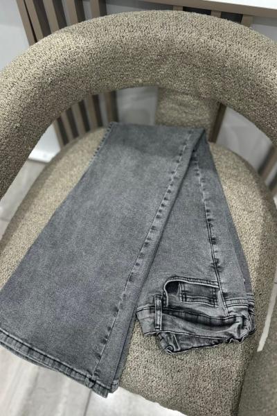 Kadın Full Likralı İspanyol Paça Kot Pantolon Gri