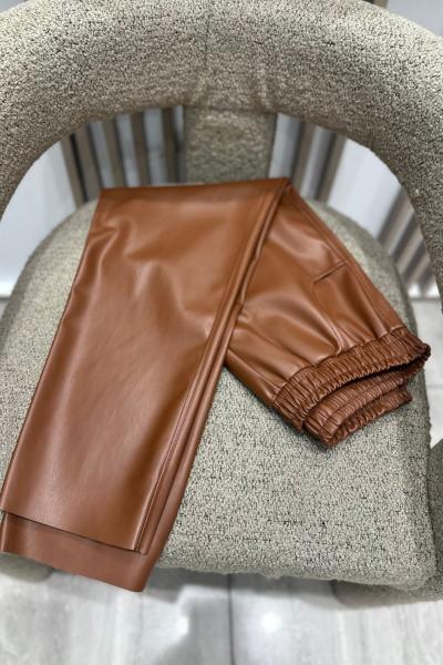 Mat Deri Pantolon Kahverengi