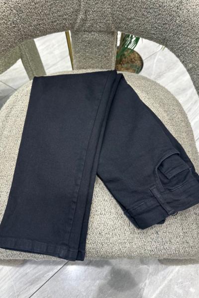 Düz Paça Likralı Mom Jean Pantolon Siyah