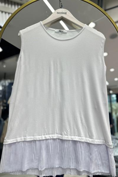 Detaylı Viskon İçlik Sıfır Kollu Esnek ve Rahat Kumaş Ekru