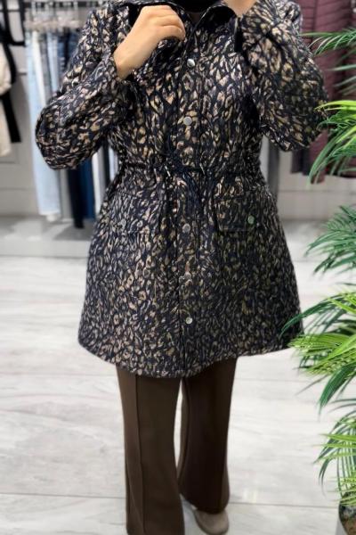 Varaklı Kapitone Kap Lacivert