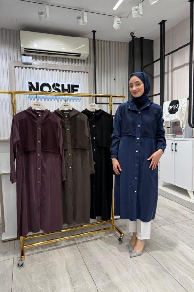 File Detaylı İki Cepli Kap Lacivert