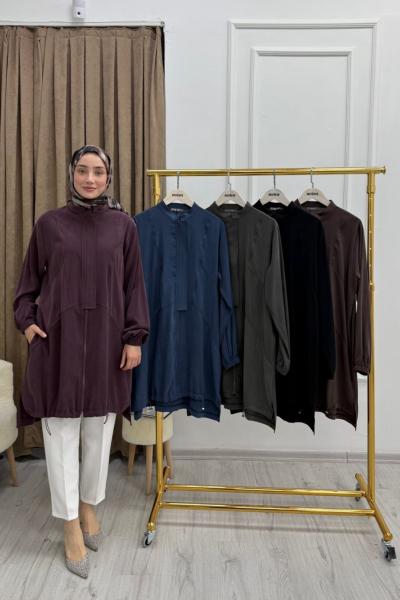 Stoper Detaylı Kap Tunik  Bordo