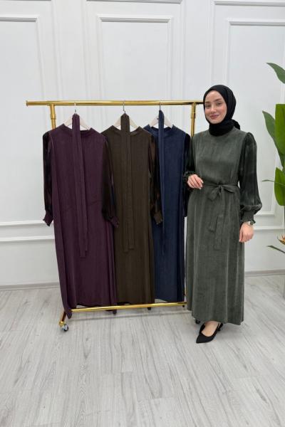 Orijinal İpek Kupra Elbise Lacivert