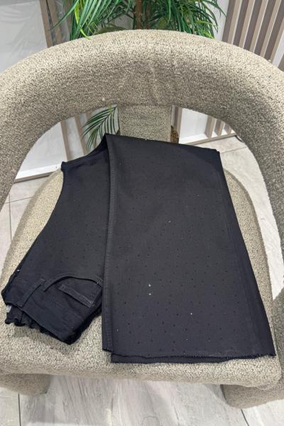 Full Likralı Taşlı Pantolon Siyah