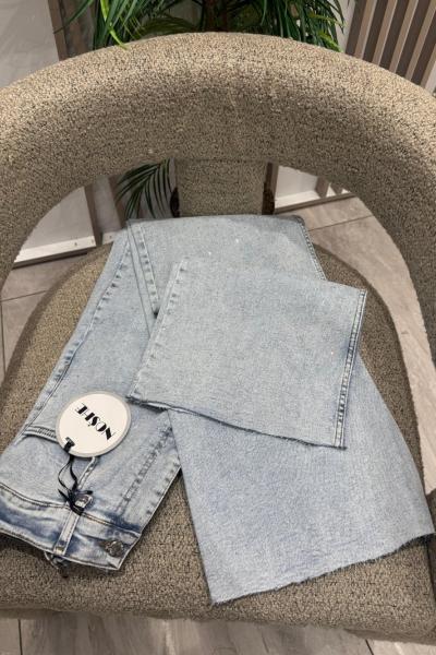 Full Likralı Taşlı Pantolon Açık Mavi