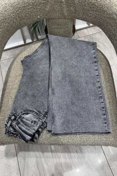 Full Likralı Taşlı Pantolon Gri