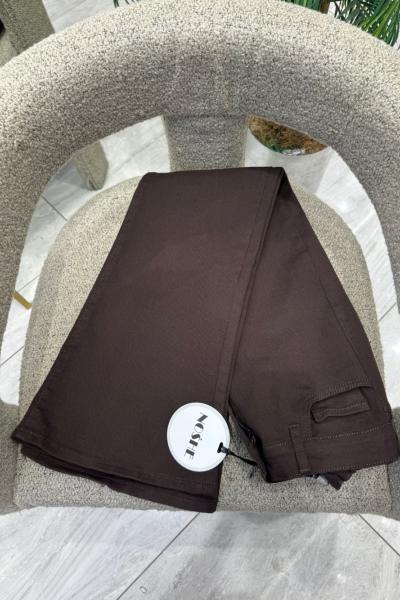 Kadın Full Likralı İspanyol Paça Kot Pantolon Kahverengi