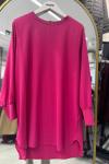 Linda Kumaş  Düz Kesim Tunik Fuşya