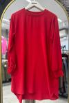 Linda Kumaş  Düz Kesim Tunik Kırmızı