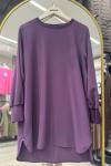 Linda Kumaş  Düz Kesim Tunik Mor