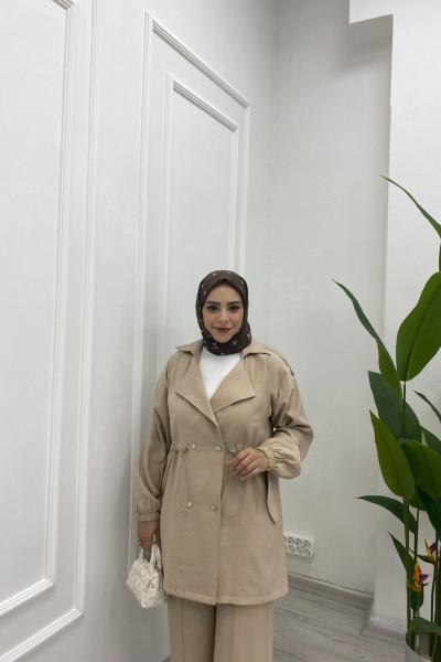 Kadın İpek Kupra Blazer Ceket  Bej