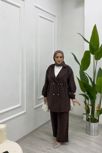 Kadın İpek Kupra Blazer Ceket  Kahverengi