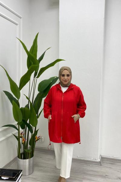 Çilek Kumaştan Üretilmiş Yazlık Rahat Kalıp Cepli Stoperli Kap  Nar