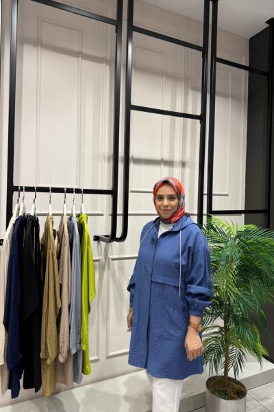 Simli Kordonlu Çilek Kumaş Kap Mavi