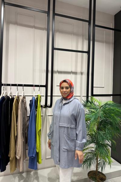 Simli Kordonlu Çilek Kumaş Kap Gri