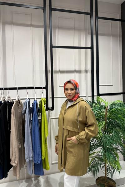 Simli Kordonlu Çilek Kumaş Kap olive yeşili