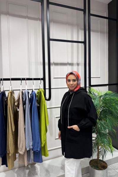 Simli Kordonlu Çilek Kumaş Kap Siyah