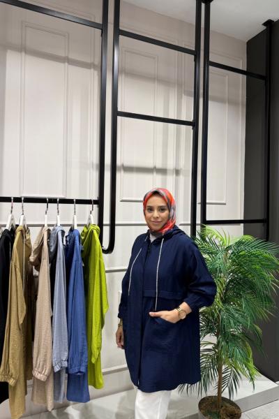 Simli Kordonlu Çilek Kumaş Kap Lacivert