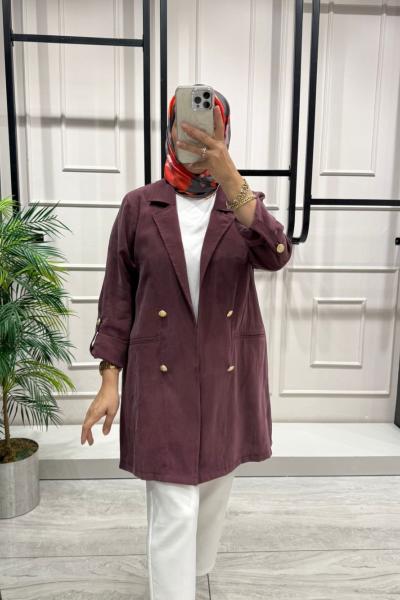 İpek Kupra Kumaş Ceket  Bordo