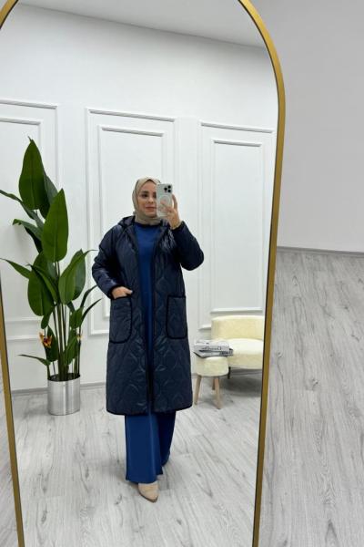 Biye Detaylı Mont Lacivert