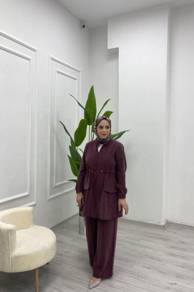 İpek Cupra Fermuarlı Ceket Bordo