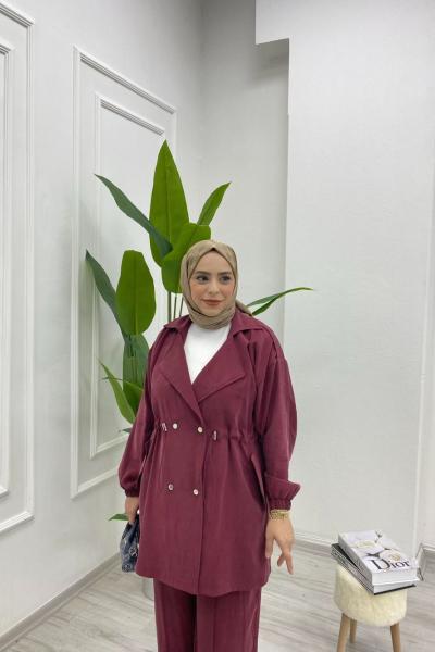 Kadın İpek Kupra Blazer Ceket  Bordo