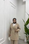 Kadın İpek Kupra Blazer Ceket  Bej