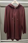 Kapüşon Detaylı Fermuarlı Ceket Bordo