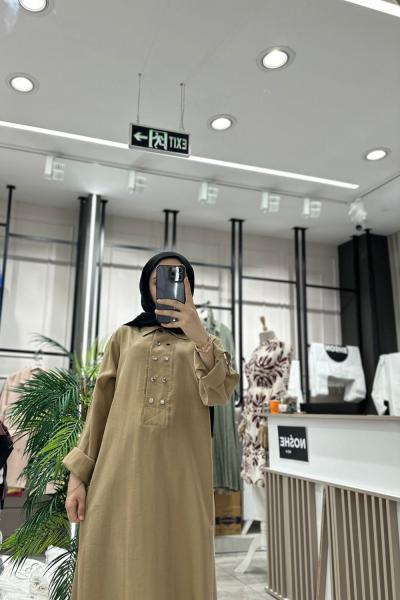 Kupra Elbise olive yeşili